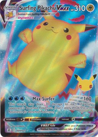 Surfing Pikachu VMAX - 9/25 - Ultra Rare Celebrations Jimbos Cards Surfing Pikachu VMAX - 9/25 - Ultra Rare Celebrations Jimbos Cards