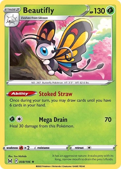 Beautifly - 8/196 - Holo Rare Reverse Holo