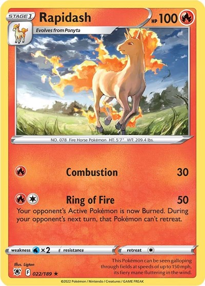 Rapidash - 22/189 - Rare Reverse Holo