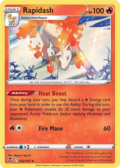 Rapidash - 22/195 - Holo Rare Reverse Holo