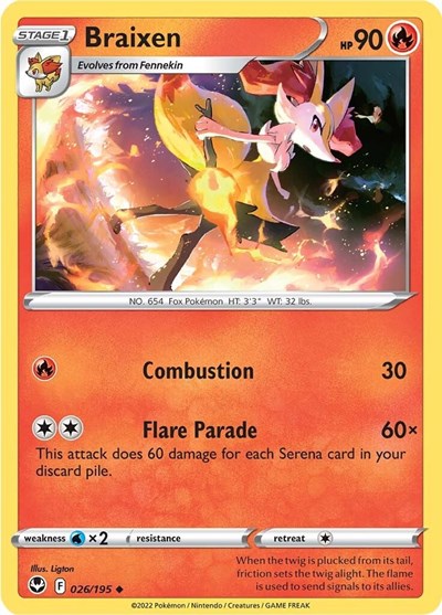 Braixen - 26/195 - Uncommon Reverse Holo