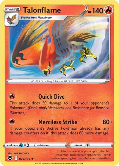 Talonflame - 29/195 - Rare Reverse Holo