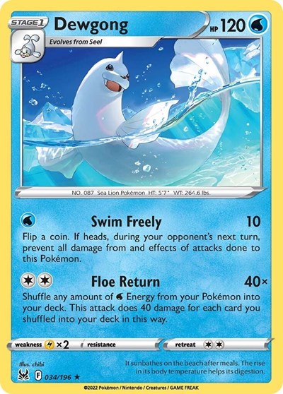 Dewgong - 34/196 - Rare Reverse Holo