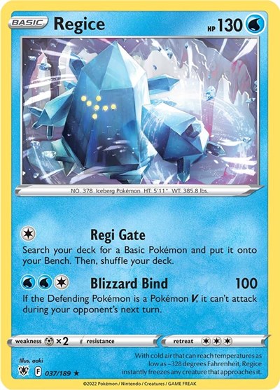 Regice - 37/189 - Rare Reverse Holo