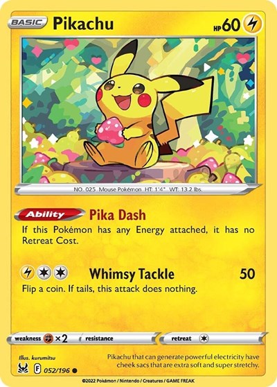Pikachu - 52/196 - Common Reverse Holo