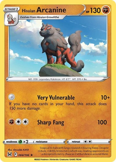 Hisuian Arcanine - 84/196 - Holo Rare Reverse Holo