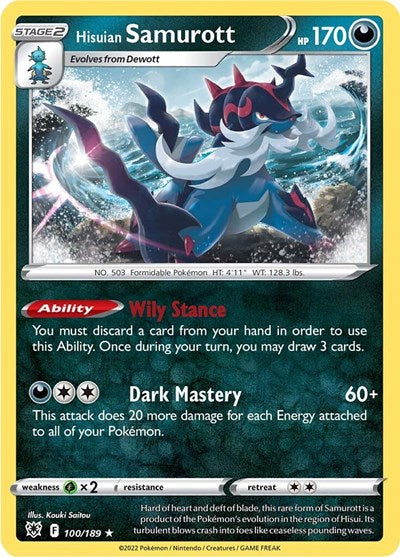 Hisuian Samurott - 100/189 - Holo Rare Reverse Holo
