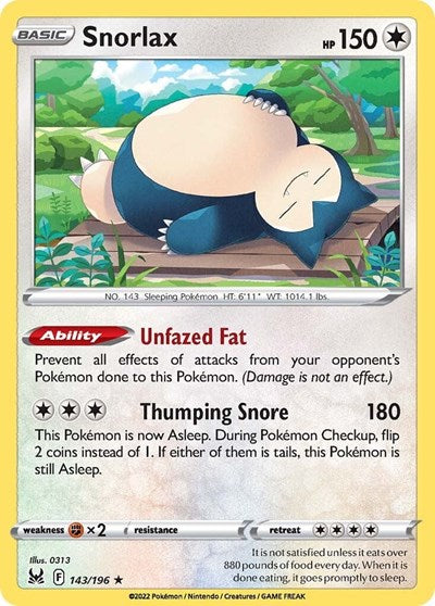 Snorlax - 143/196 - Holo Rare Reverse Holo