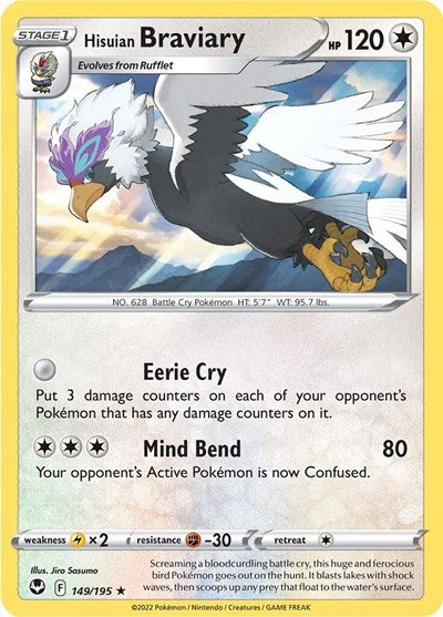 Hisuian Braviary - 149/195 - Rare Reverse Holo