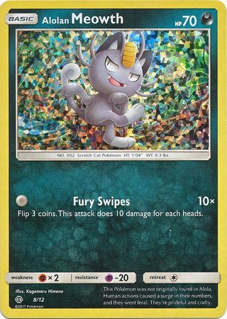 Alolan Meowth - 8/12 - 2017 McDonald's Promo with Solgaleo Toy - Unopened, Sealed