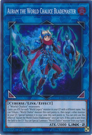 Auram the World Chalice Blademaster - COTD-EN049 - Super Rare 1st Edition