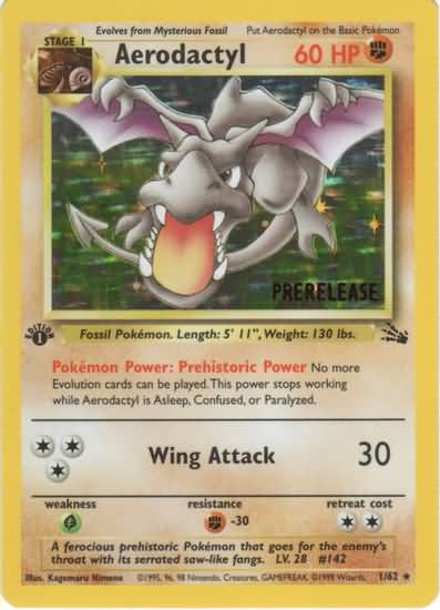 Aerodactyl Pre Release 1st Edition - 1/62 - Holo Rare