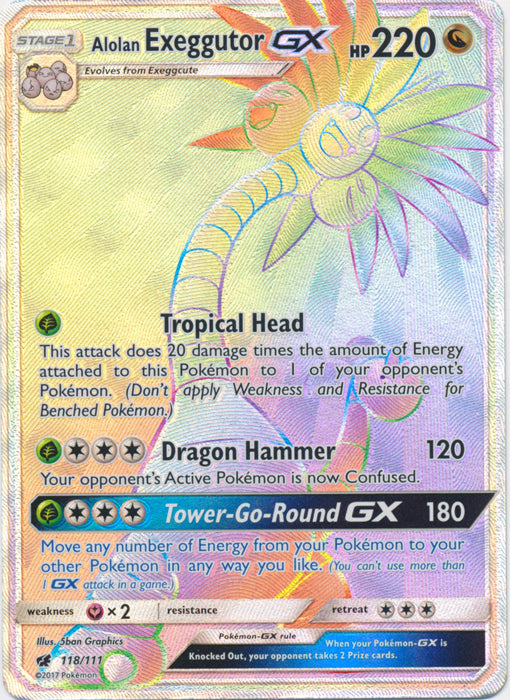 Alolan Exeggutor GX Hyper Rare 118/111 - Hyper Rare