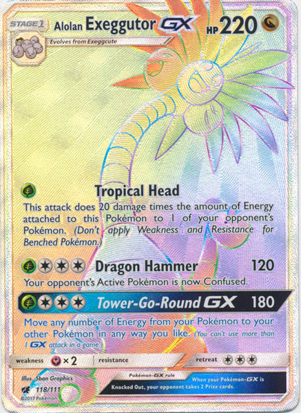 Alolan Exeggutor GX Hyper Rare 118/111 - Hyper Rare