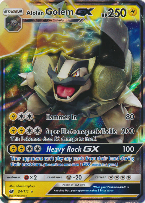 Alolan Golem GX - 34/111 - Ultra Rare