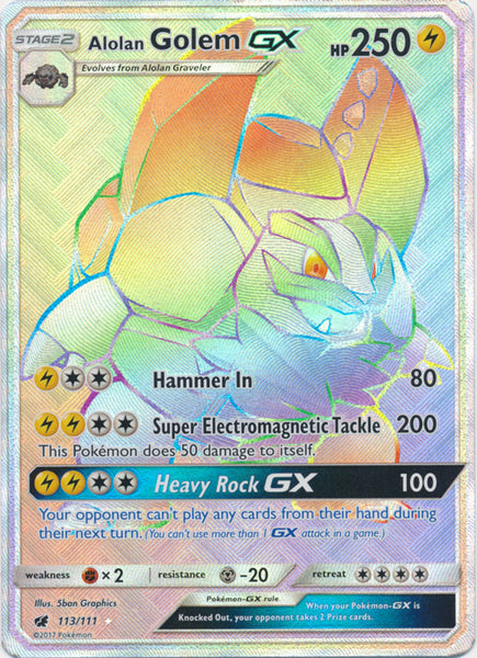 Alolan Golem GX Hyper Rare - 113/111 - Hyper Rare
