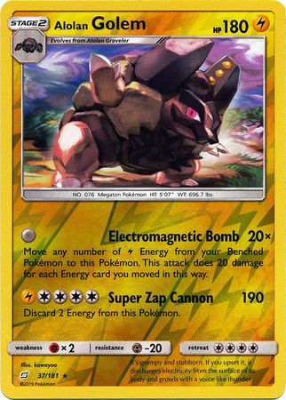Alolan Golem - 37/181 - Rare Reverse Holo