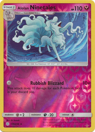 Alolan Ninetales - 145/236 - Holo Rare Reverse Holo
