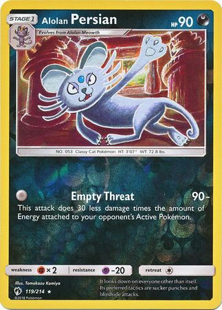 Alolan Persian - 119/214 - Rare Reverse Holo