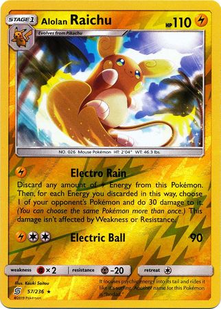 Alolan Raichu - 57/236 - Holo Rare Reverse Holo