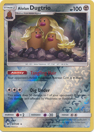 Alolan Dugtrio - 87/149 - Holo Rare Reverse Holo
