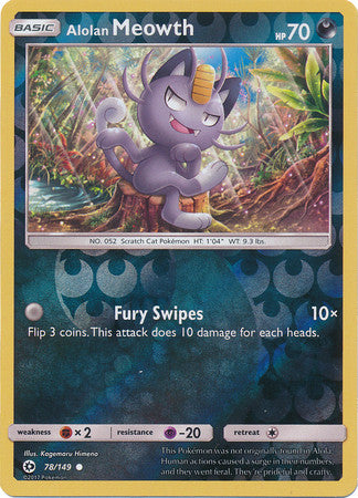 Alolan Meowth - 78/149 - Common Reverse Holo
