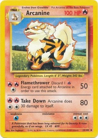 Arcanine - 23/102 - Uncommon - Heavily Played