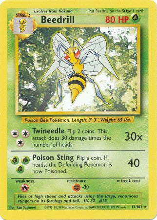 Beedrill - 17/102 - Rare - Heavily Played/Damaged