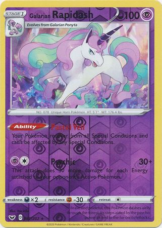 Galarian Rapidash - 82/202 - Rare Reverse Holo