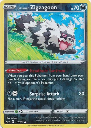 Galarian Zigzagoon - 117/202 - Common Reverse Holo