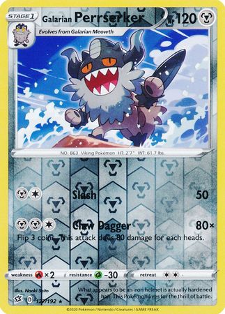 Galarian Perrserker - 127/192 - Rare Reverse Holo