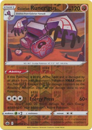 Galarian Runerigus - 83/198 - Holo Rare Reverse Holo