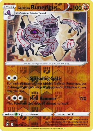 Galarian Runerigus - 102/192 - Rare Reverse Holo