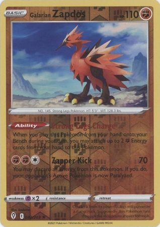 Galarian Zapdos - 82/203 - Holo Rare Reverse Holo