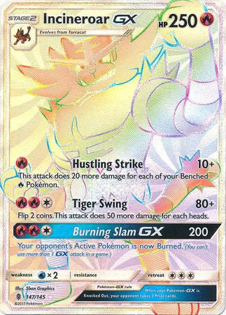 Incineroar GX Secret Rare - 147/145 - Hyper Rare