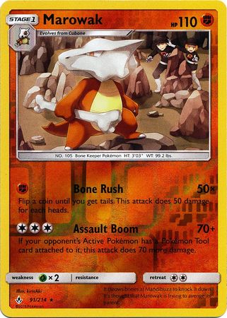 Marowak - 91/214 - Rare Reverse Holo