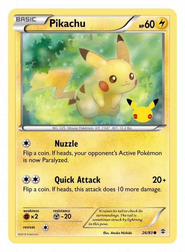 Pikachu - 26/83 - 20th Anniversary EB Games Promo - Sealed Jimbos Cards Pikachu - 26/83 - 20th Anniversary EB Games Promo - Sealed Jimbos Cards