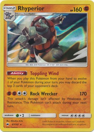 Rhyperior - 67/147 - Rare Non Holo Pre-Release Kit