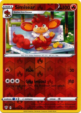 Simisear - 27/189 - Uncommon Reverse Holo