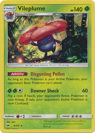 Vileplume - 6/147 - Rare Non Holo Pre-Release Kit
