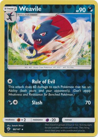Weavile - 86/147 - Rare Reverse Holo